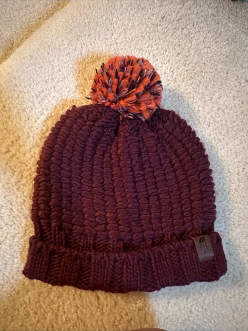 North Face Maroon and Orange Hat
